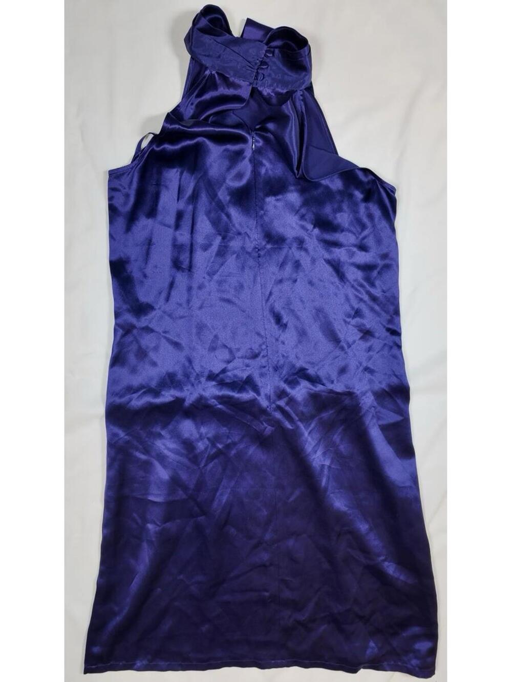 Ann Taylor LOFT Dress 10 Purple Satin Halter‎ Bow Cocktail